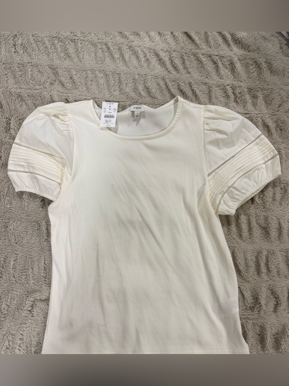 J. Crew Cream Puff-Sleeve Knit Tee